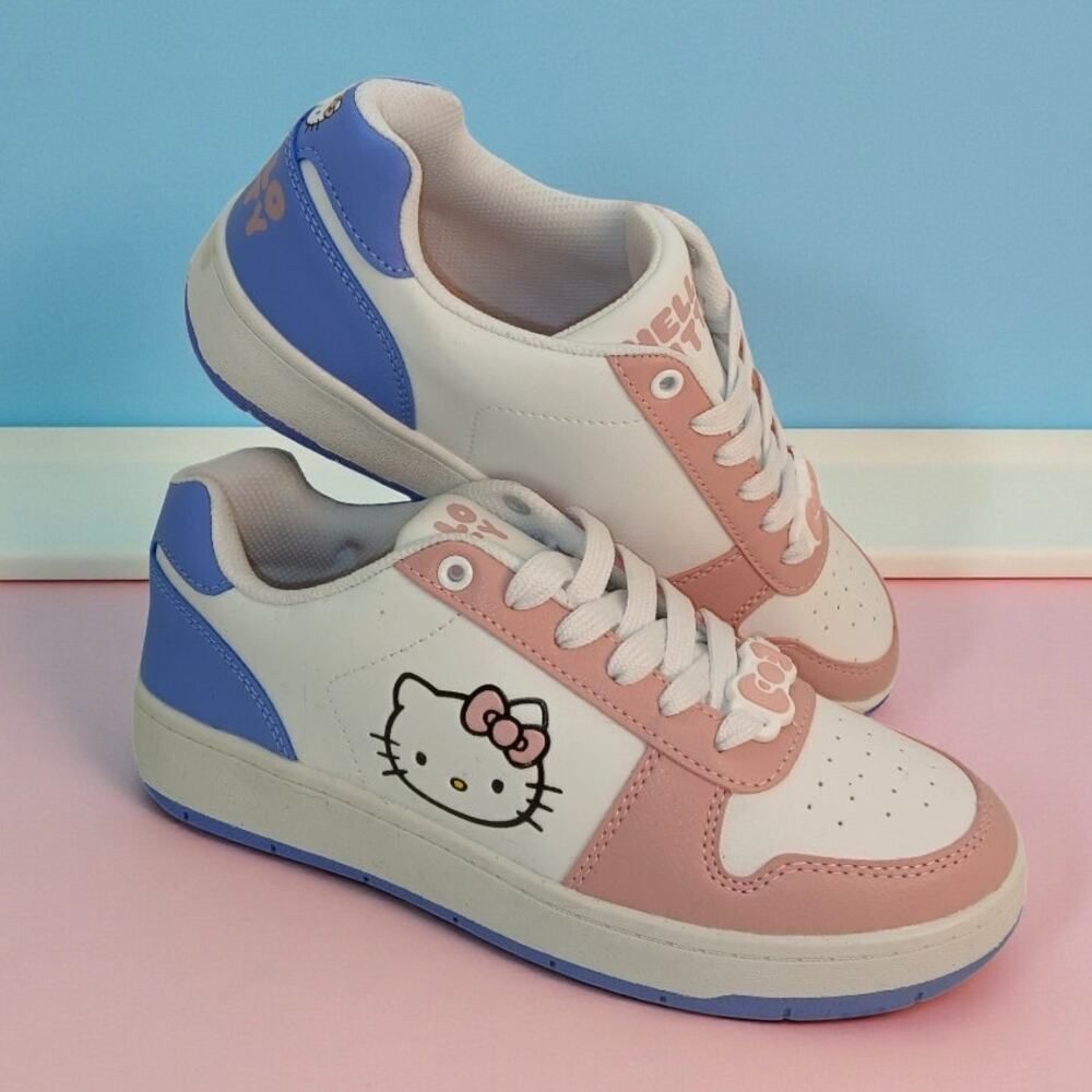 Hello Kitty Womens New w/Tags White & Pink w/Blue Accents Sneakers - Size 8